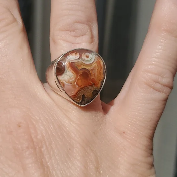 New Men's Crazy Lace Agate 925 Silver Ring. - Picture 11 of 15